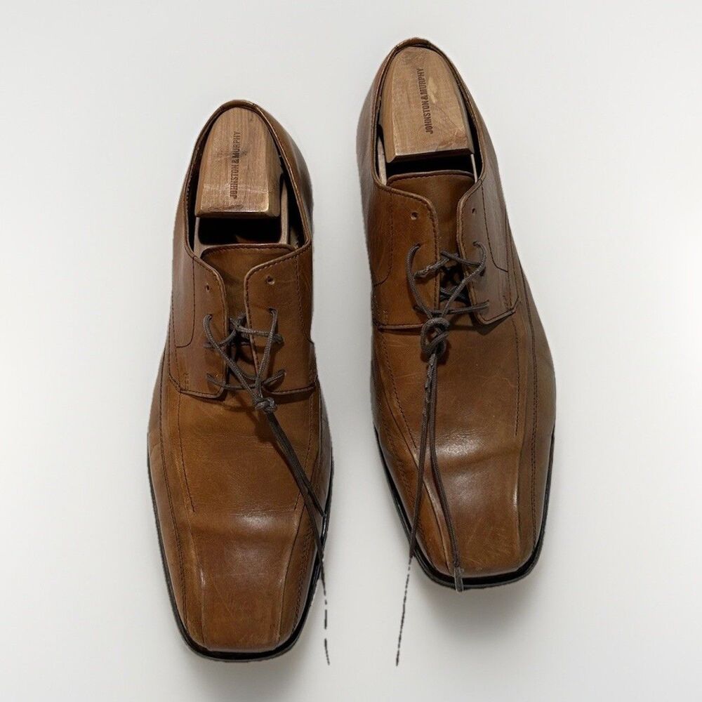 Johnson & Brown Mens Leather Shoes Size 12W  Lace up Square Toe Oxford 20-6462